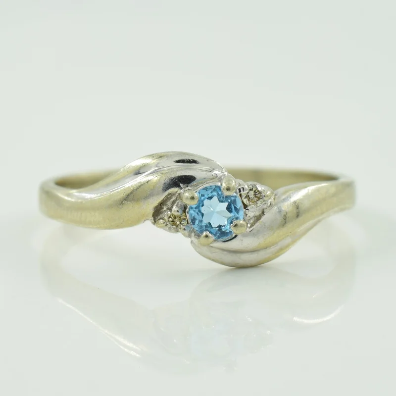 Blue Topaz & Diamond Bypass Ring | 0.10ct, 0.02ctw | SZ 6.75 |