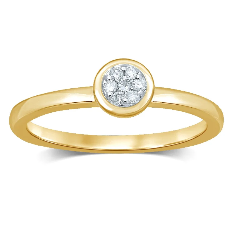 Meera Bezel Flower Ring with 0.10ct of Laboratory Grown Diamonds in 9ct Yellow Gold