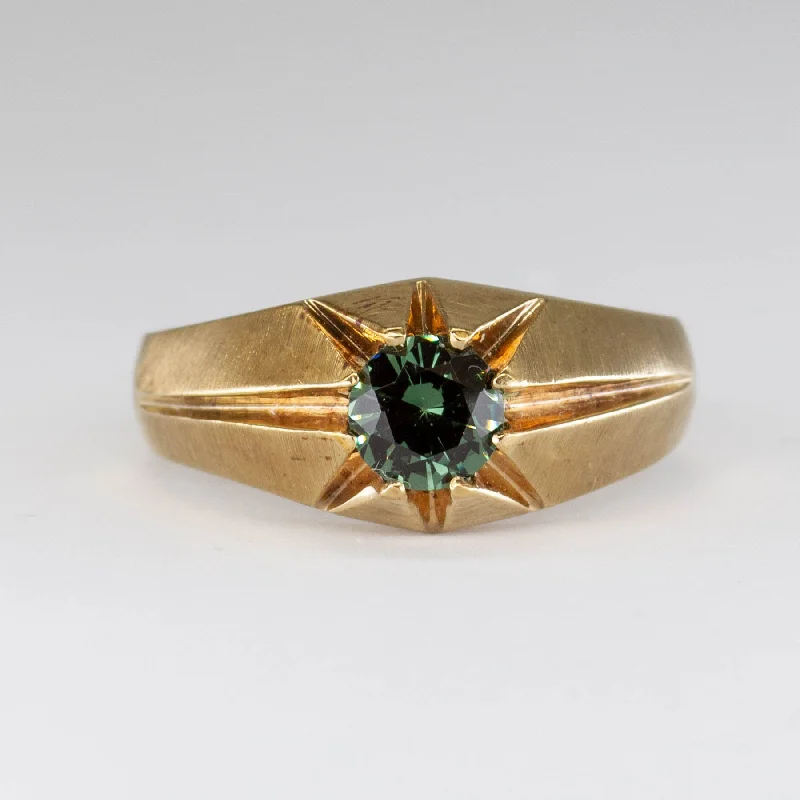 Synthetic Chrysoberyl Belcher 10k Ring | 0.90ctw | SZ 9.25 |