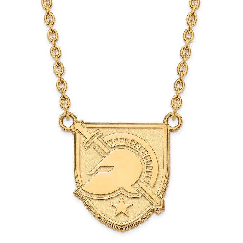 14k Gold Plated Silver Military Academy Large Shield Necklace