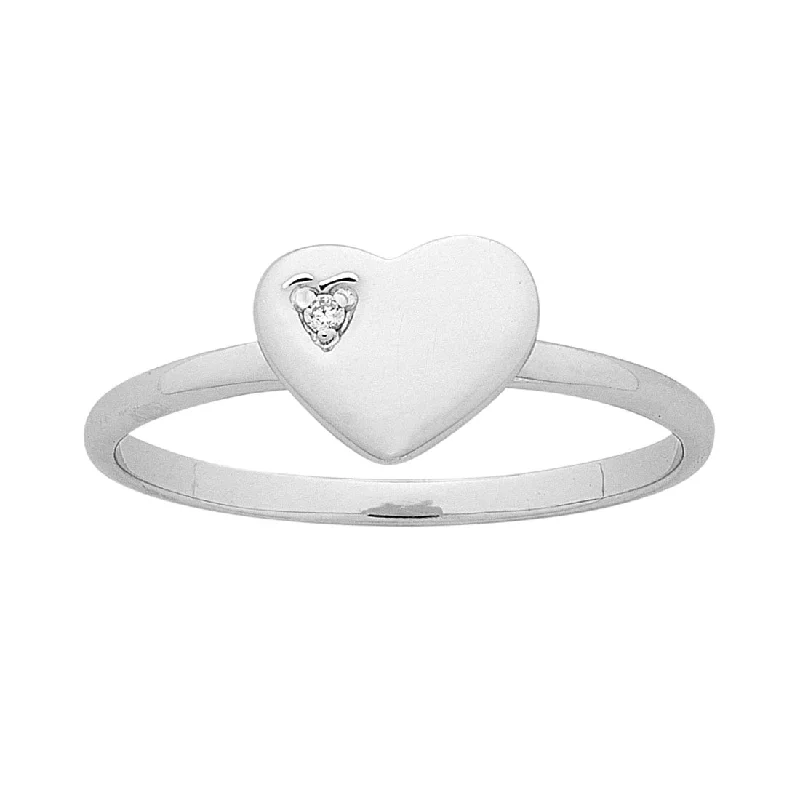 Sterling Silver Cubic Zirconia Heart Ring