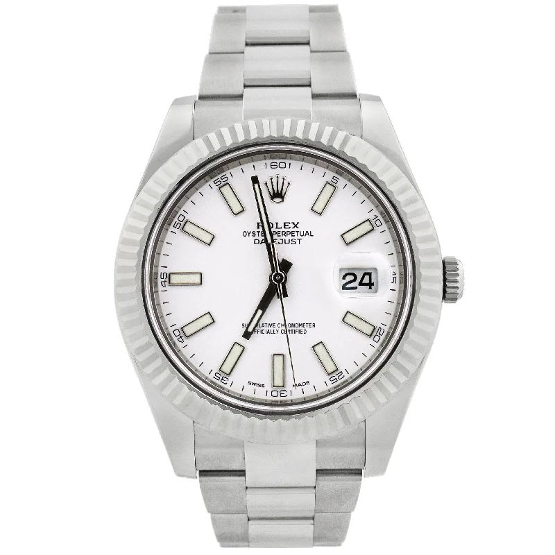 Rolex Datejust 41mm Stainless Steel White Roman Dial Watch Reference# 116334