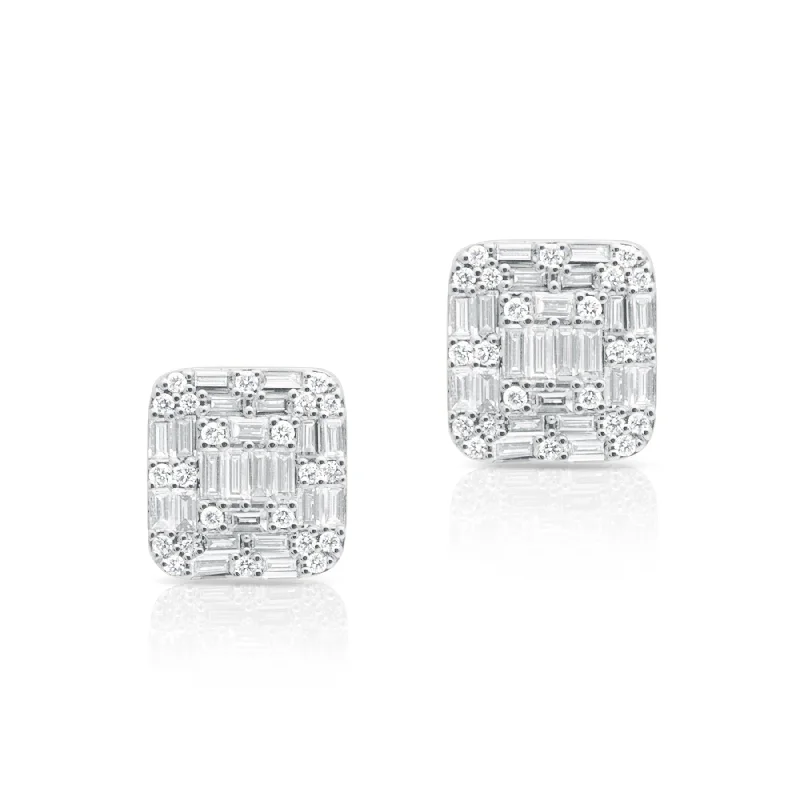 14KT White Gold Baguette Diamond Nina Earrings