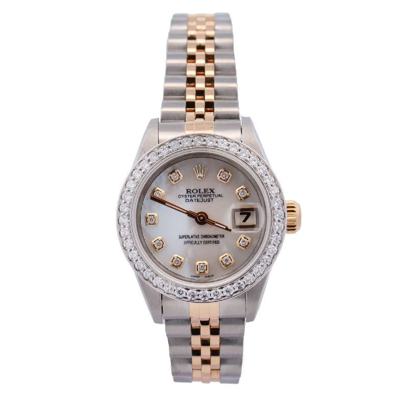 Rolex Datejust Steel & Yellow Gold 26mm MOP Diamond Dial Watch Reference#: 69173