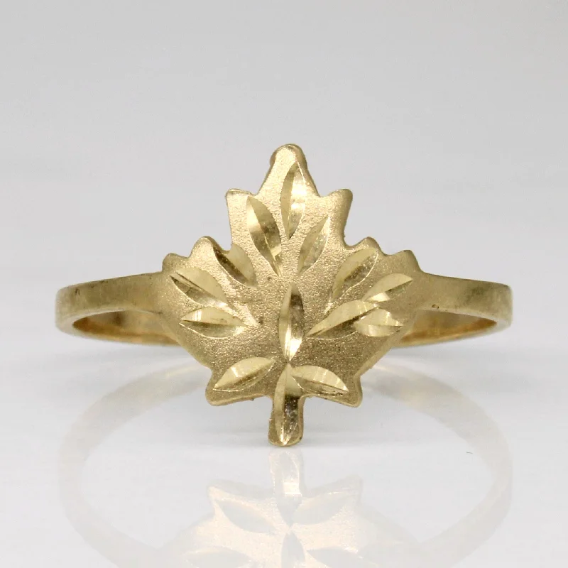 10k Yellow Gold Maple Leaf Ring | SZ 6.5 |