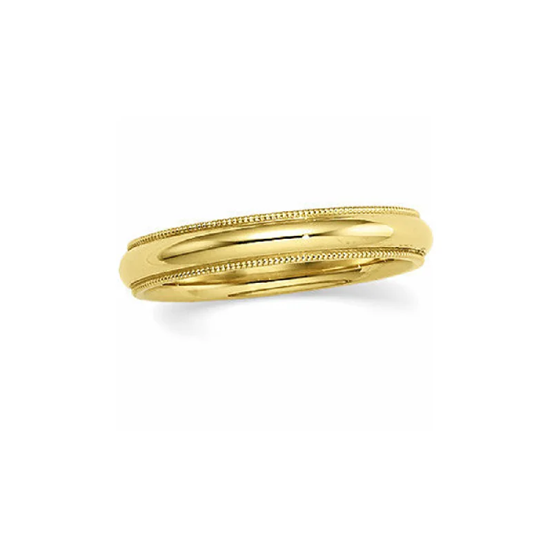 4mm Milgrain Edge Domed Light Band in 14k Yellow Gold