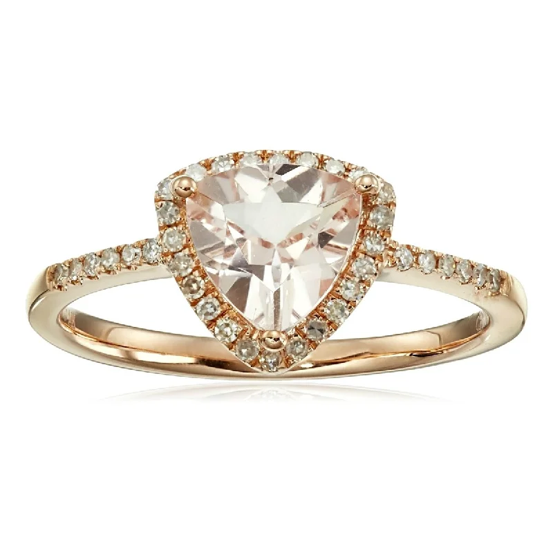 925 Sterling Silver Morganite and Diamond Solitaire Ring