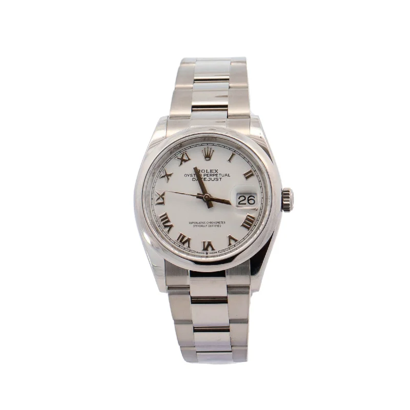 Rolex Datejust Stainless Steel 36mm White Roman Dial Watch Reference #: 116200