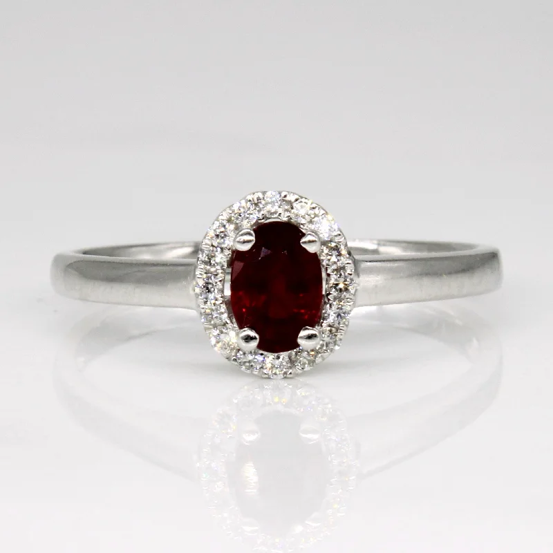 Ruby & Diamond Halo Ring | 0.62ct, 0.08ctw | SZ 9.75 |