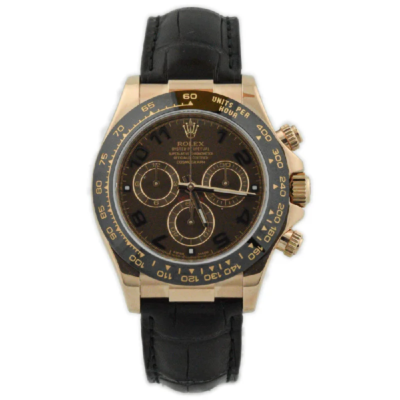 Rolex Men's Daytona 18K Rose Gold 40mm Chocolate Arabic Dial Watch Reference #: 116515LN