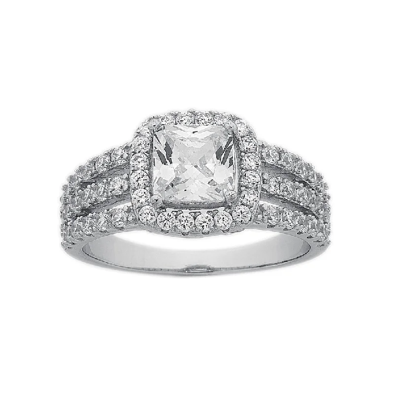 Sterling Silver Cubic Zirconia Princess Ring