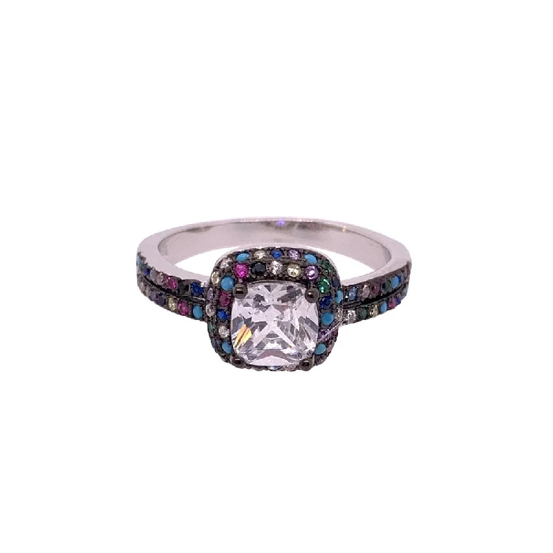 Sterling Silver Multi Coloured Cubic Zirconia Ring