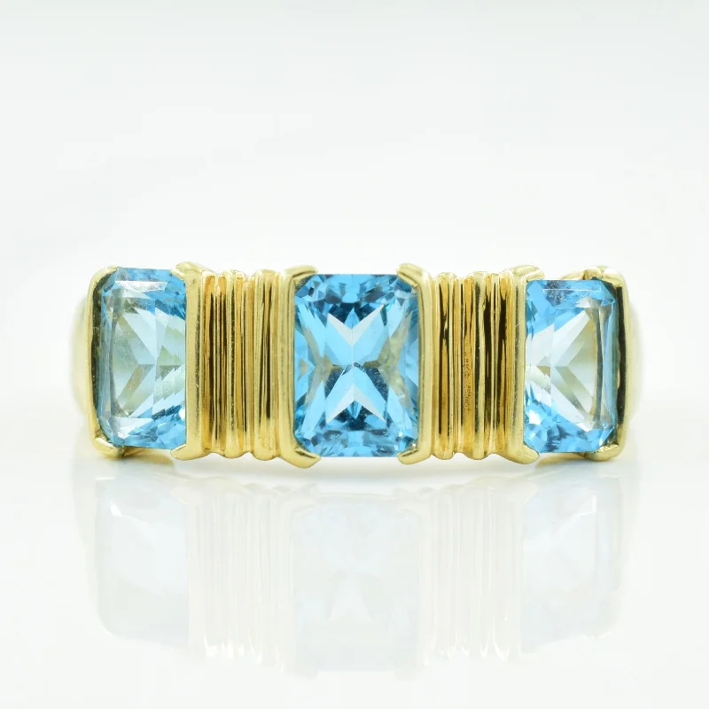 Blue Topaz Three Stone Ring | 1.50ctw | SZ 7 |