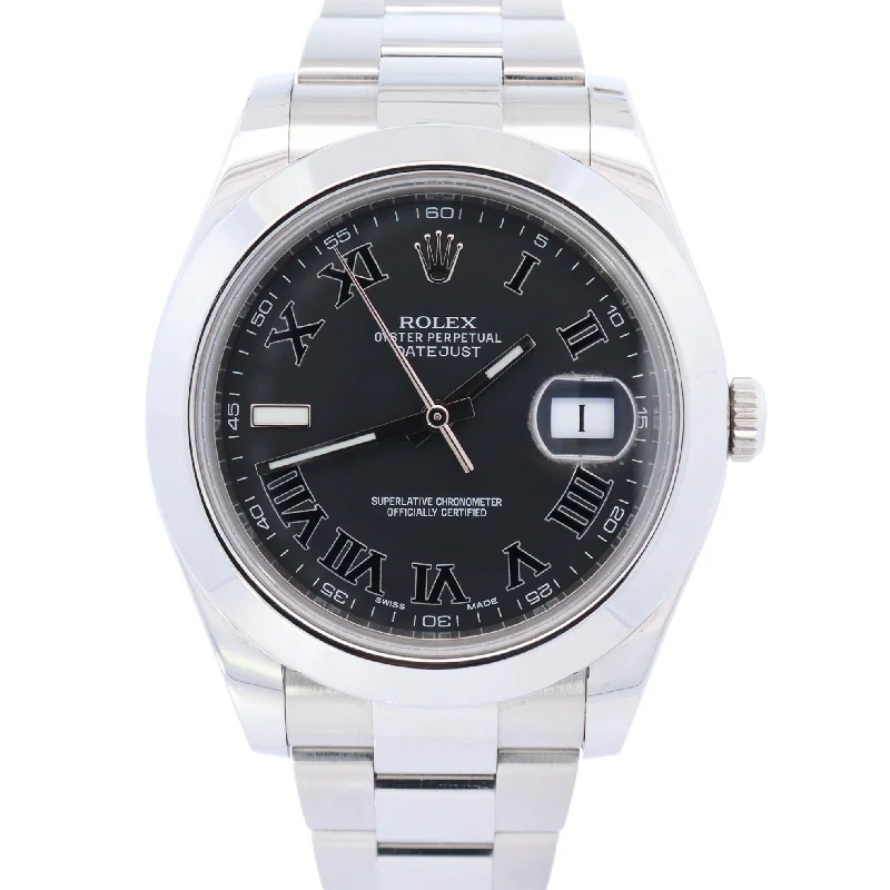 Rolex Datejust Stainless Steel 41mm Dark Gray Roman Dial Watch Reference #: 116300