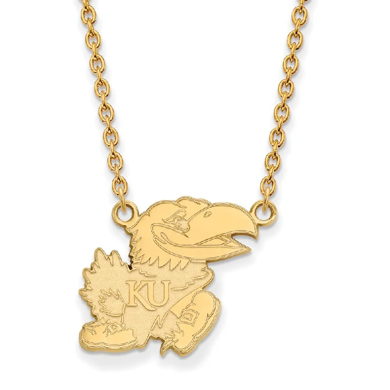 14k Gold Plated Silver U of Kansas Large Pendant Necklace