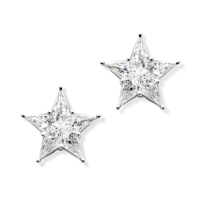 18KT White Gold Diamond Vega Star Earrings