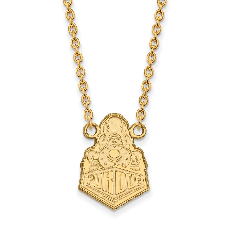 14k Gold Plated Silver Purdue Large Logo Pendant Necklace