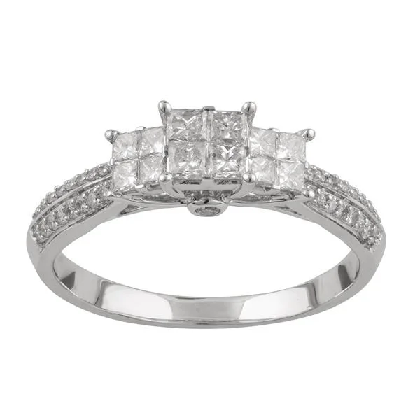 Shoulder Ring with 0.95ct of Diamonds in 14ct White Gold