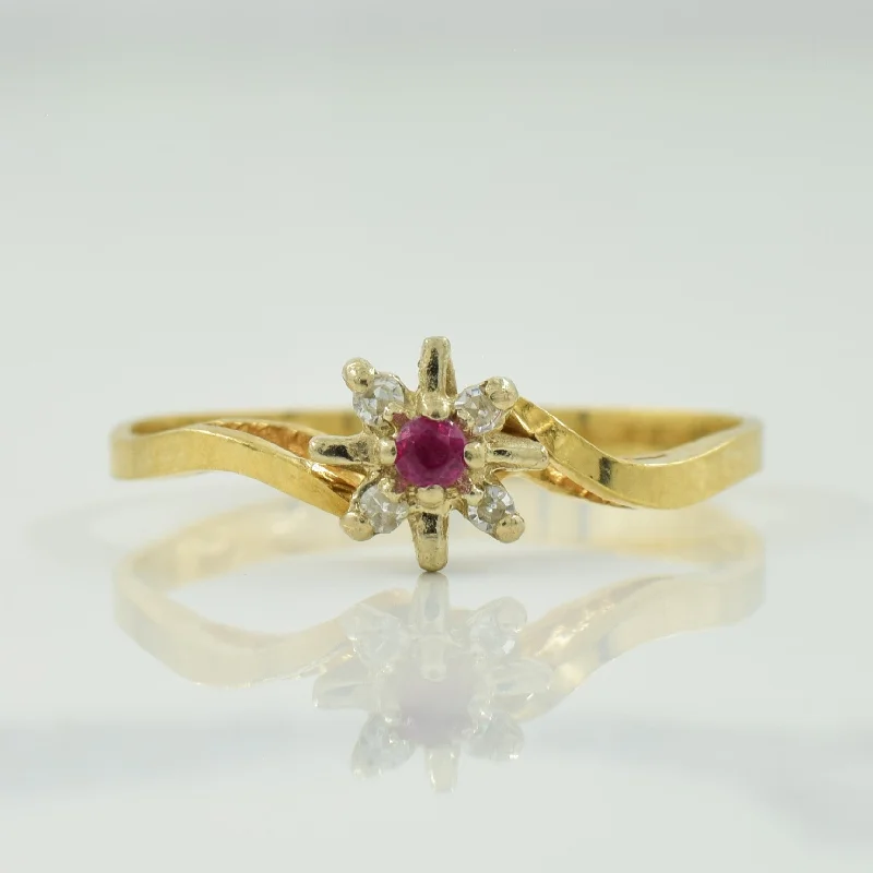 Ruby & Diamond Bypass Ring | 0.04ct, 0.03ctw | SZ 6.25 |