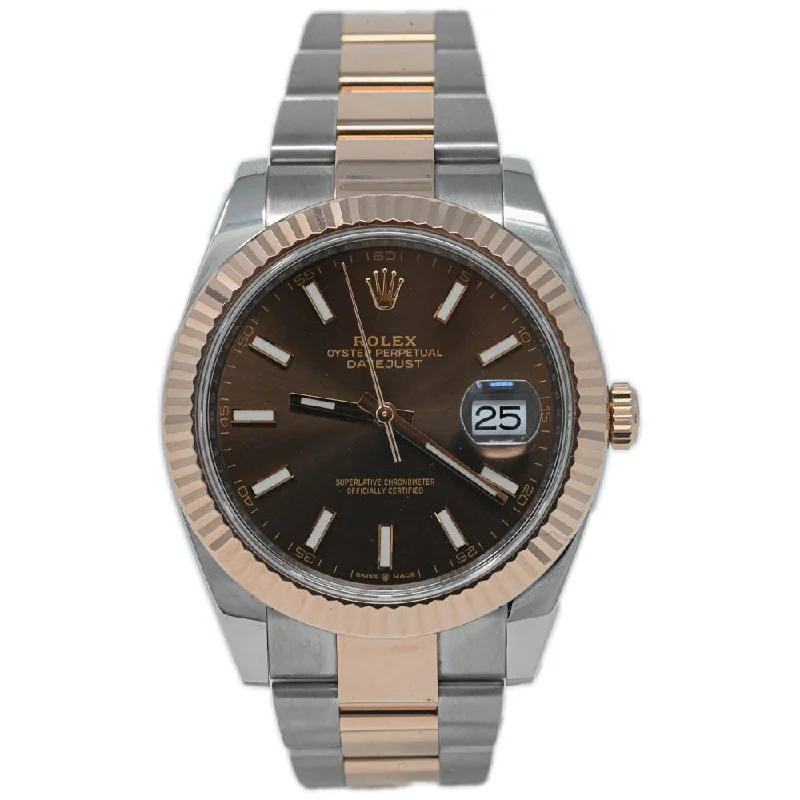 Rolex Datejust Two-Tone Stainless Steel & Rose Gold 36mm Chocolate Stick Dial Watch Reference# 126231