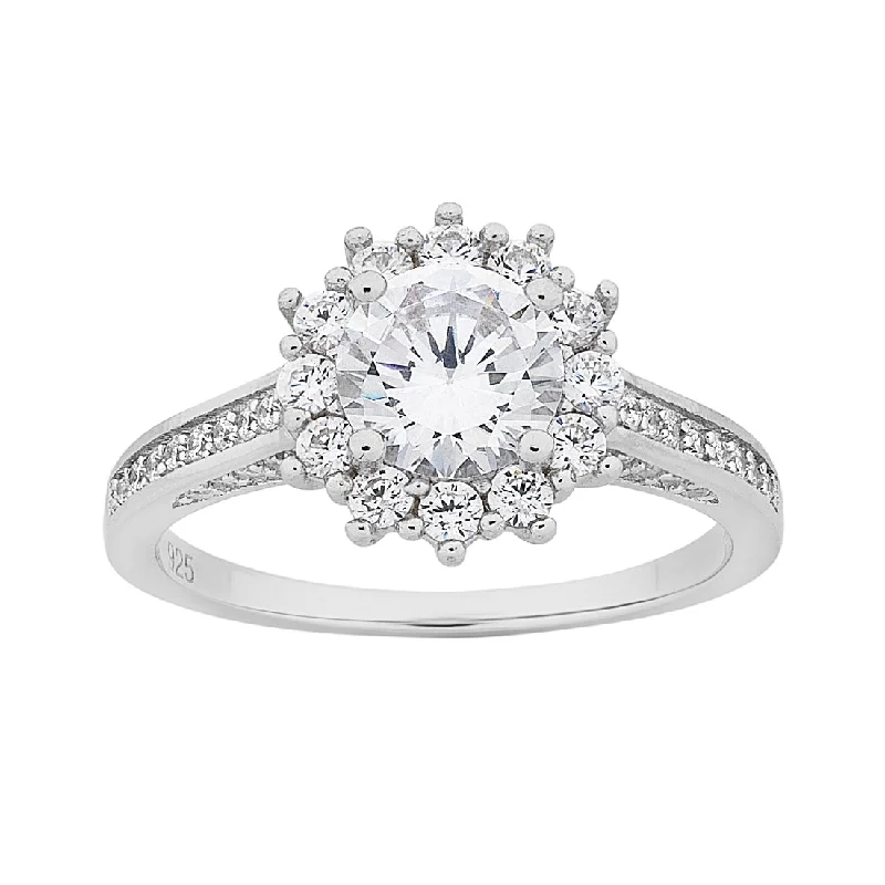 Sterling Silver Cubic Zirconia Halo Ring