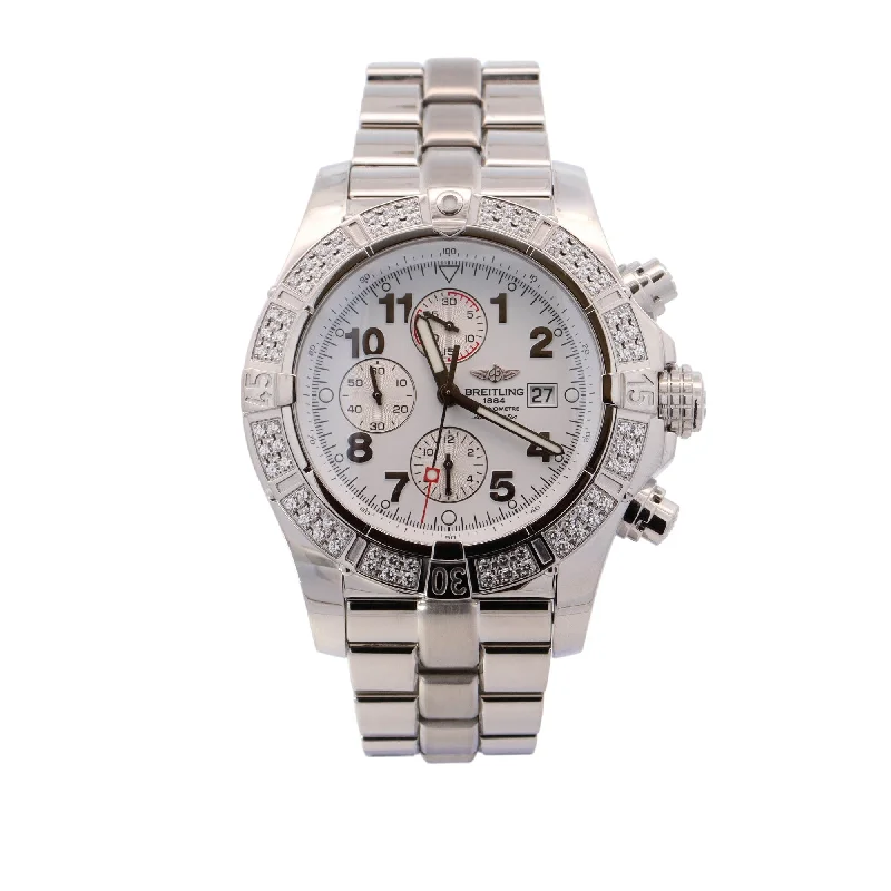 Breitling Super Avenger Stainless Steel 48mm White Chronograph Dial Watch Reference #: A13370