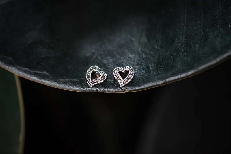 Marcasite Heart Earrings