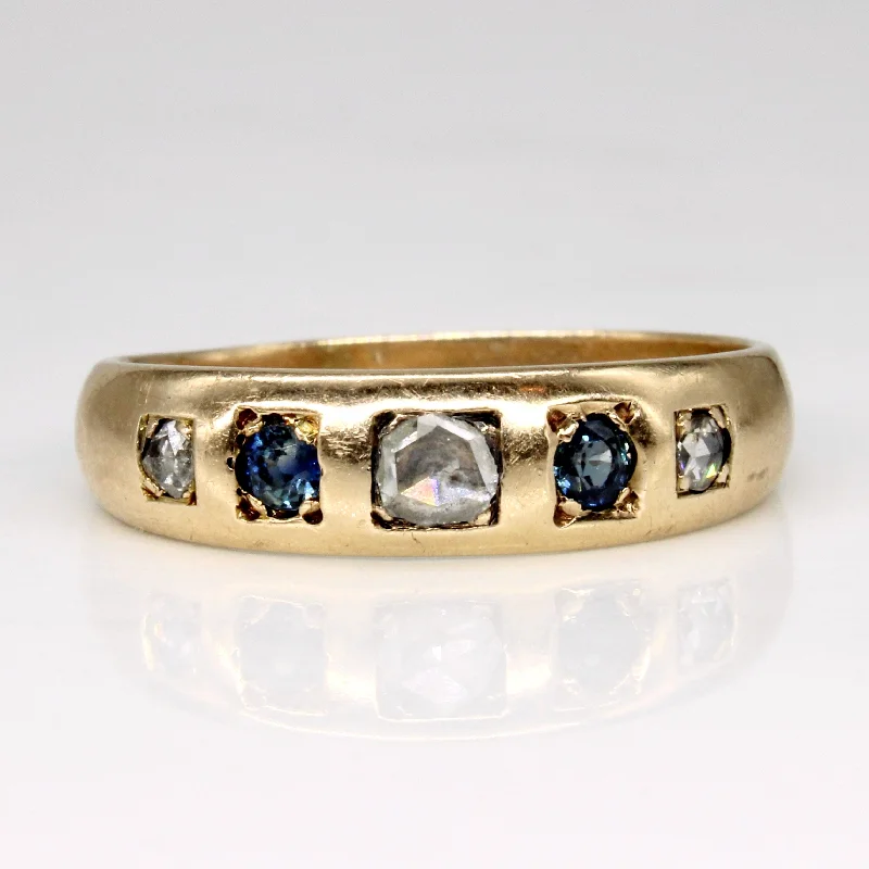 Rose Cut Diamond & Sapphire 18k Ring | 0.16ctw, 0.16ctw | SZ 9.5 |