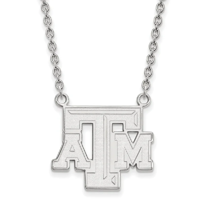 Sterling Silver Texas A&M U Large 'TAM' Pendant Necklace