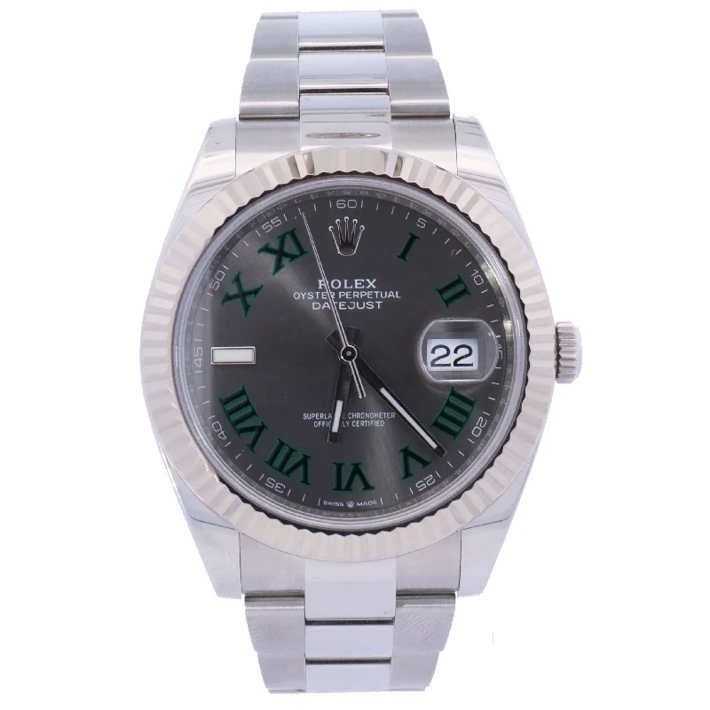 Rolex Datejust Stainless Steel 41mm Wimbeldon Roman Dial Watch | Ref# 126334