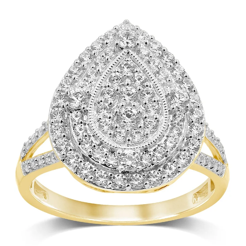 Double Halo Ring with 2.00ct of Diamonds in 9ct Yellow Gold