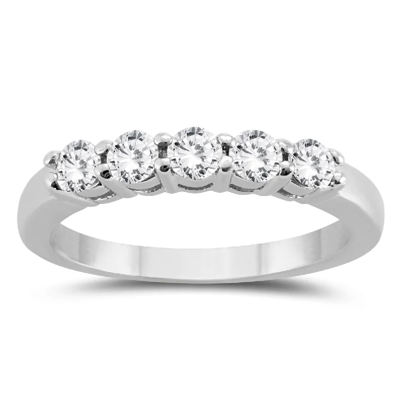 Marquee 1/2 Carat TW Five Stone Diamond Wedding Band in 10K White Gold