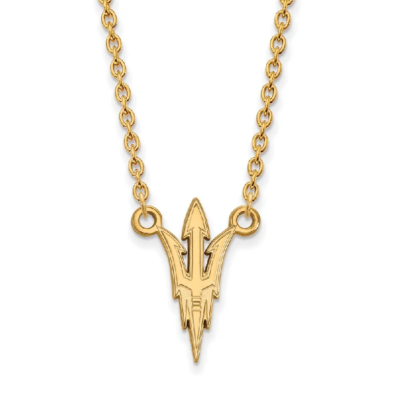 14k Gold Plated Silver Arizona State Lg Trident Pendant Necklace