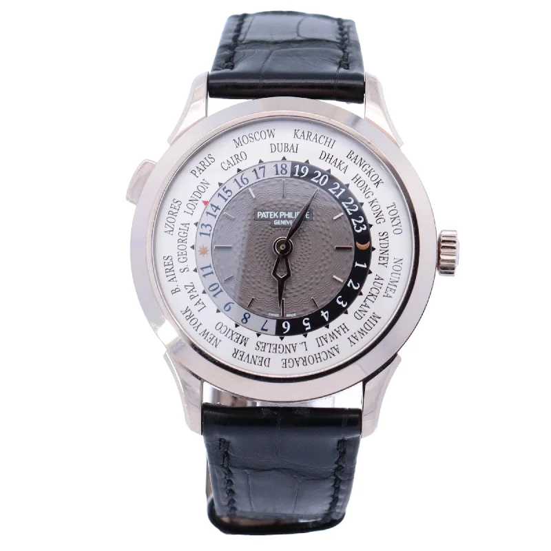 Patek Philippe Complications World Time 38.5mm White Gold Gray Dial Watch Reference# 5230G