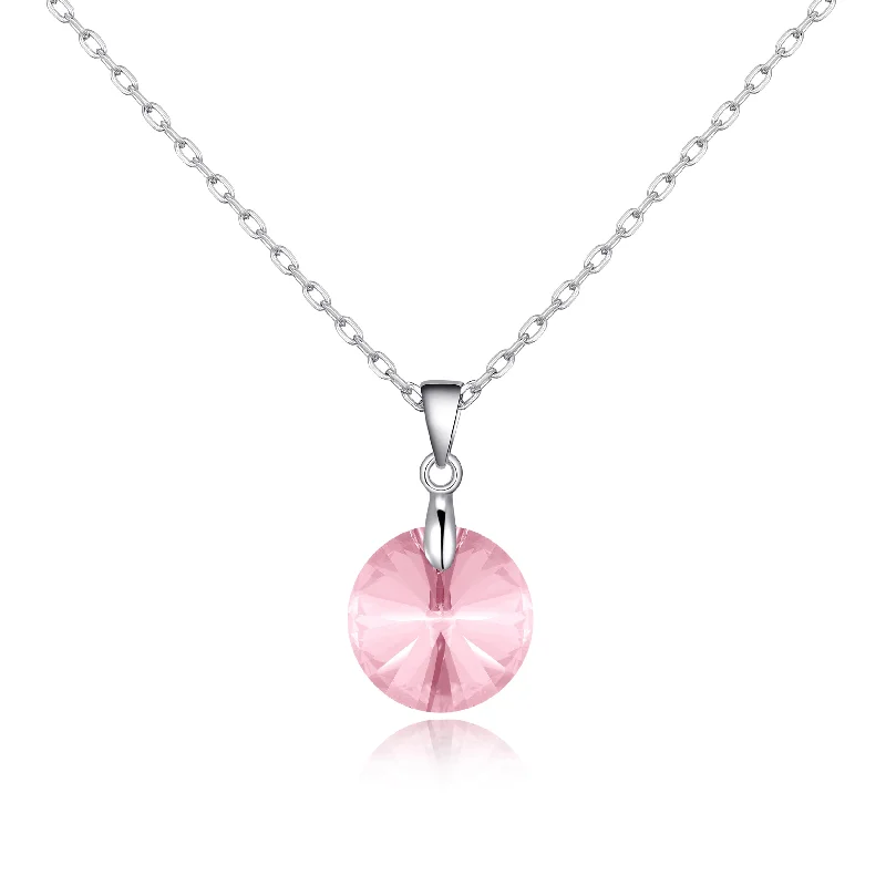 Sterling Silver Light Rose Necklace Created with Zircondia® Crystals