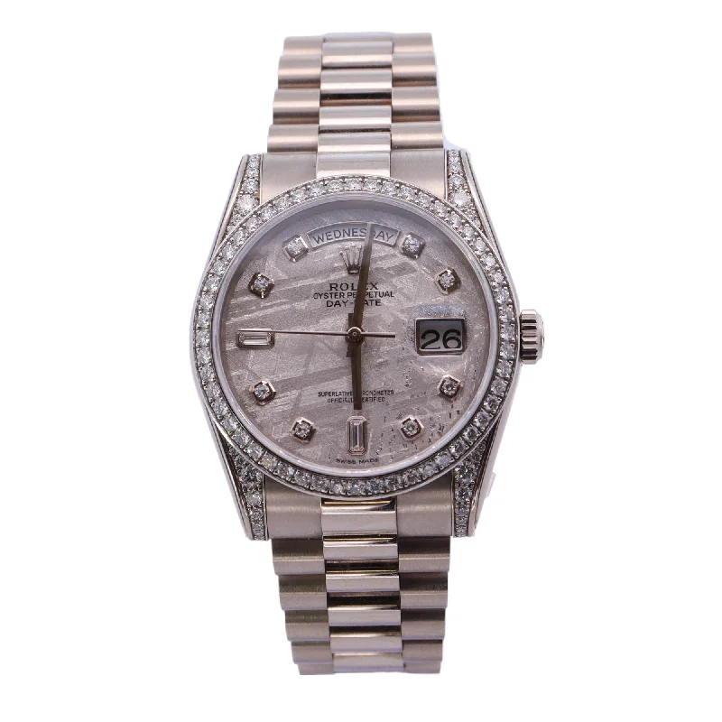 Rolex Day-Date White Gold 36mm Meteorite Diamond Dial Watch Reference #: 118389