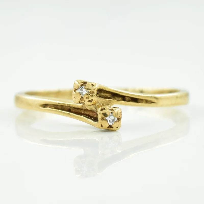 Double Diamond Bypass Ring | 0.02ctw | SZ 6 |