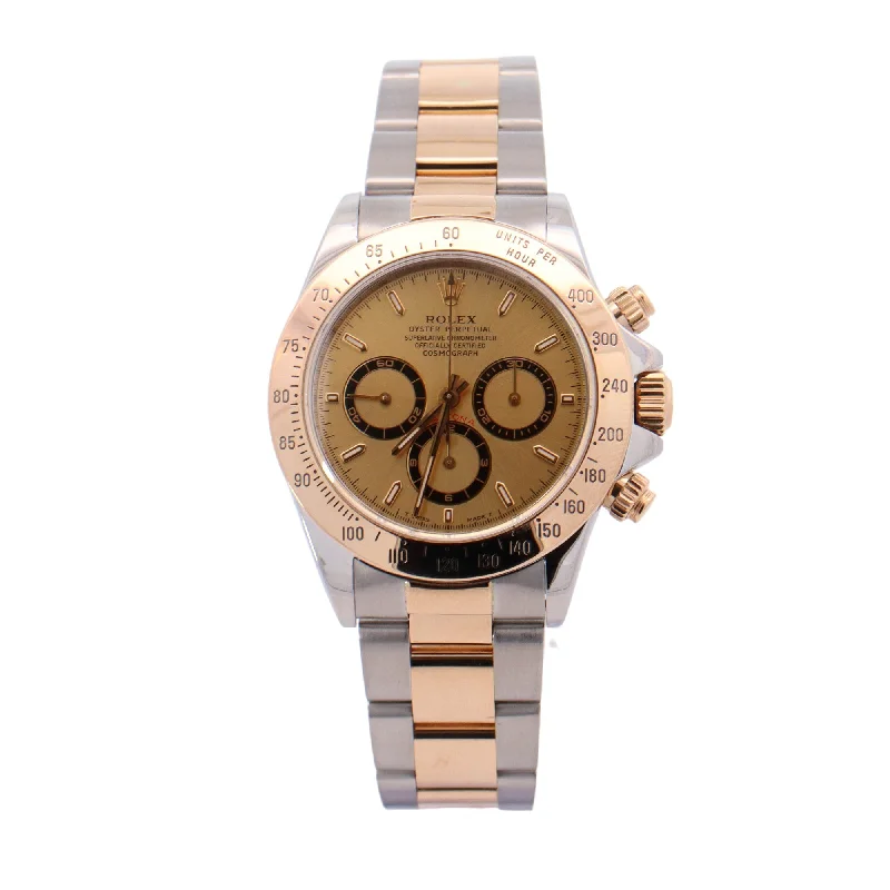 Rolex Daytona Two-Tone Stainless Steel & Yellow Gold 40mm Champagne Chronograph Dial Watch Reference #: 16523