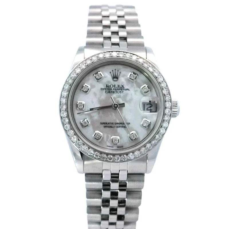 Rolex Datejust Stainless Steel 31mm Custom White MOP Diamond Dial Watch Reference #: 68274