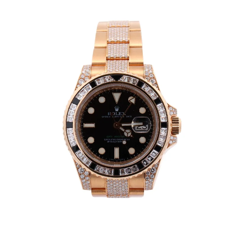 Rolex GMT-Master II Yellow Gold 40mm Black Dot Dial Watch Reference #: 116758SANR