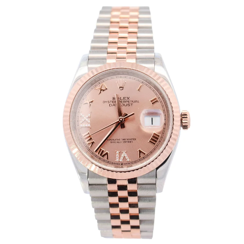 Rolex Datejust Two-Tone Stainles Steel & Rose Gold 36mm Pink Roman Dial Watch Reference# 126231