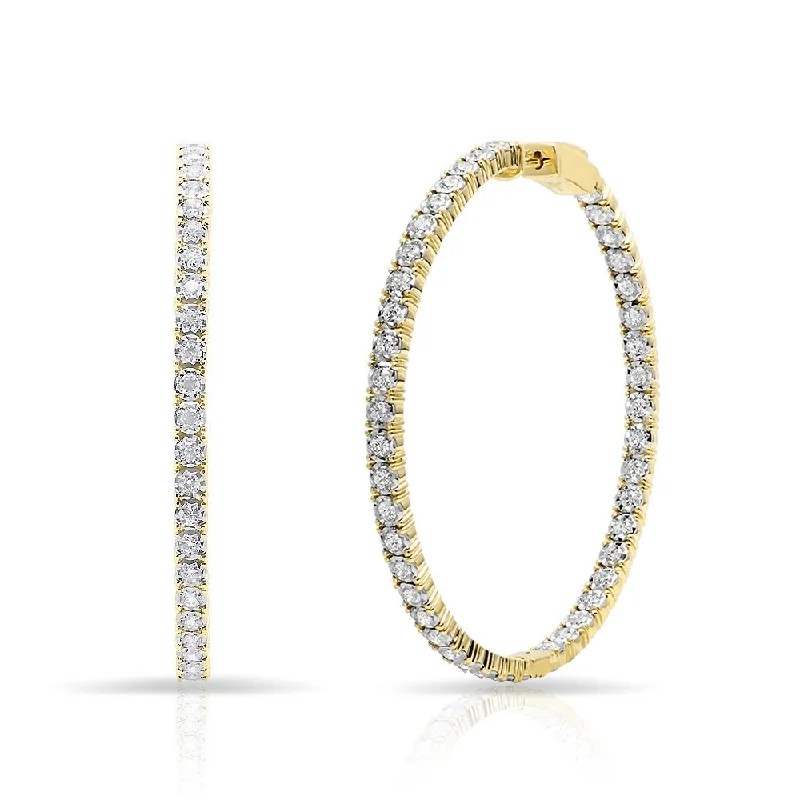 14KT Yellow Gold Diamond Large Bella Hoop Earrings