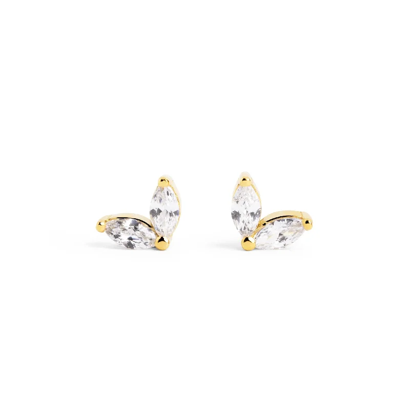 Double Marquise Gold Earrings