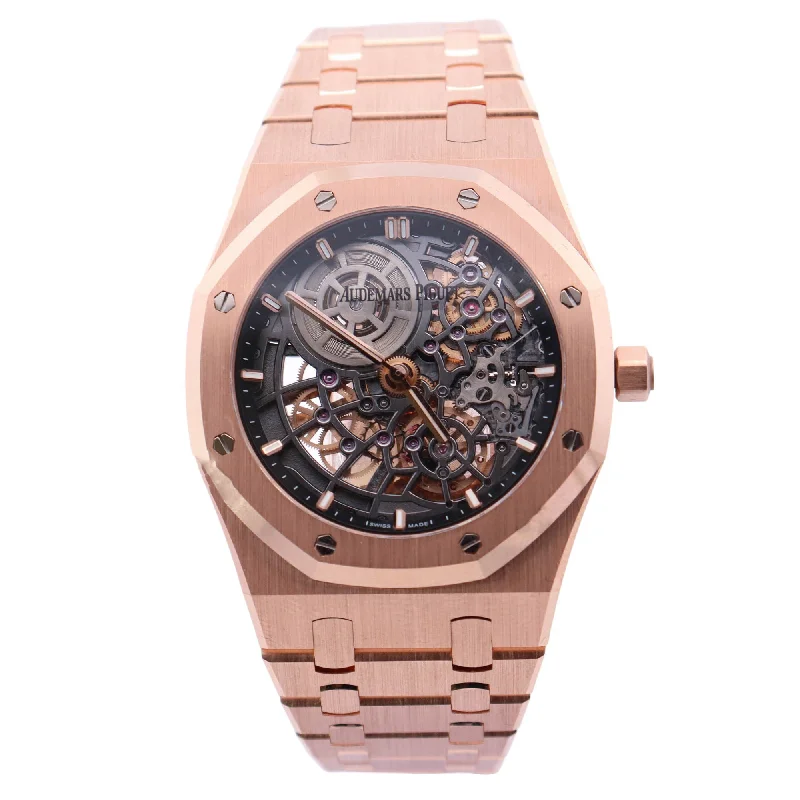 Audemars Piguet Royal Oak Jumbo Extra-Thin Openworked Rose Gold 39mm Openwork Stcik Dial Watch Ref# 16204OR.OO.1240OR.01