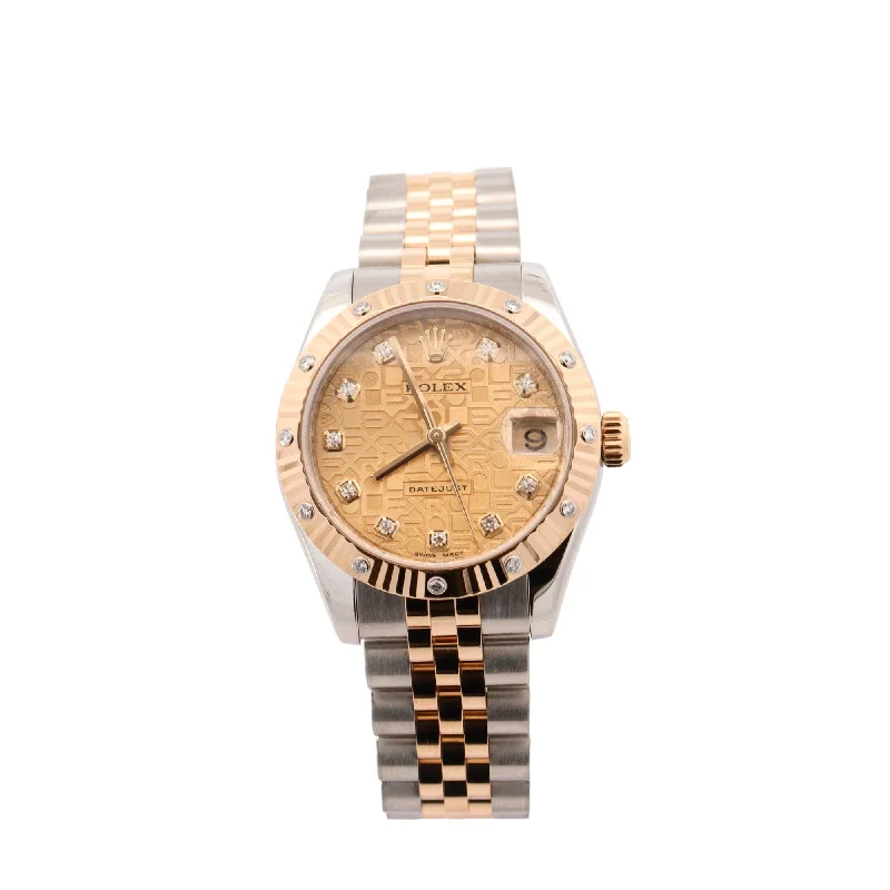 Rolex Ladies Datejust 31mm FACTORY Two Tone Champagne Diamond Dial Watch Reference #: 178313