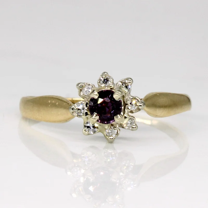 Purple Sapphire & Diamond Halo Ring | 0.22ct, 0.08ctw | SZ 9 |