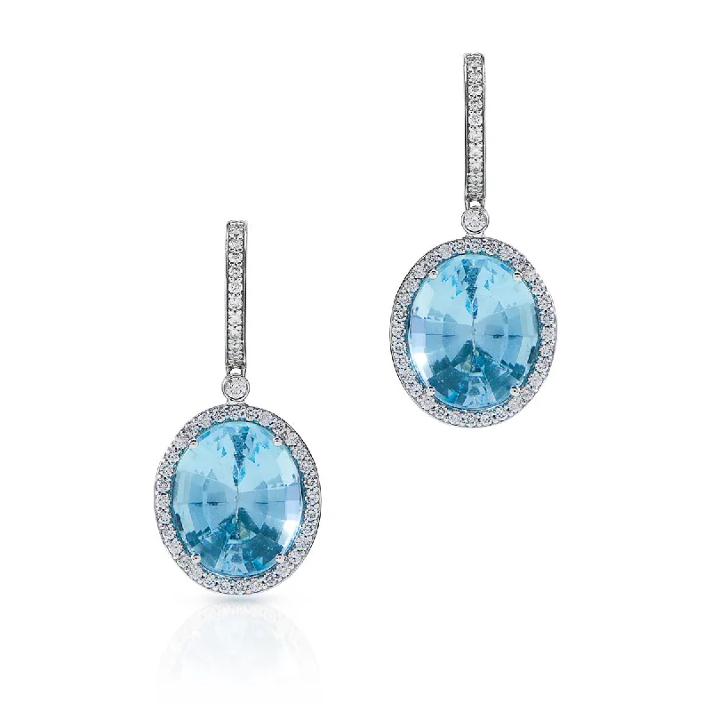 18KT White Gold Blue Topaz Diamond Adelina Earrings