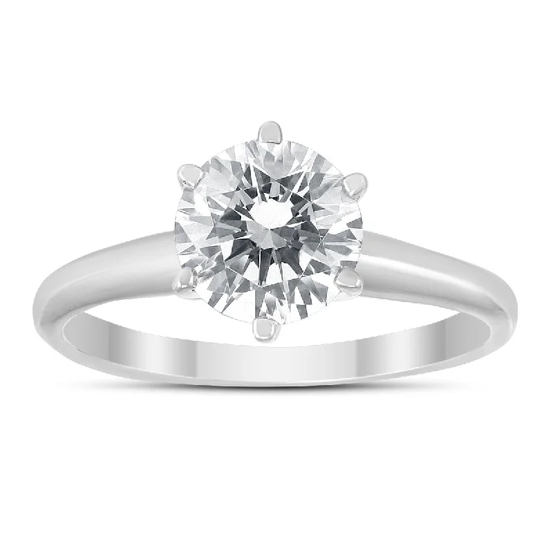 IGI Certified Lab Grown 1 1/10 Carat Diamond Solitaire Ring in 14K White Gold (J Color, SI2 Clarity)