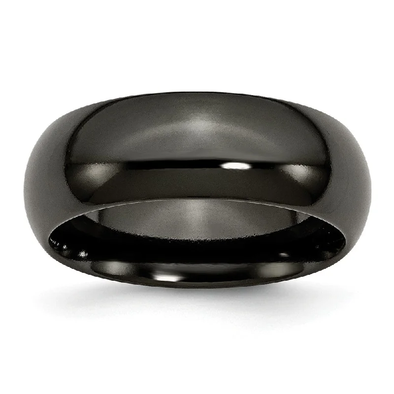 Black Titanium 8mm Polished Domed Comfort Fit Band