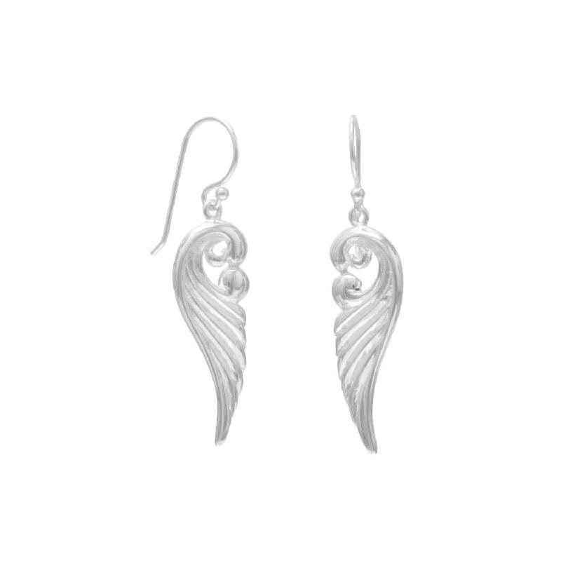 Polished Ornate Angel Wing Earrings